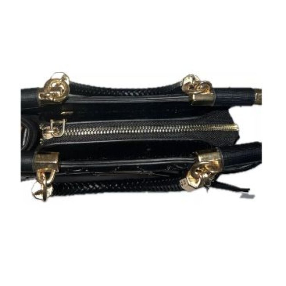Bebe Los Angeles Purse Tote Small 7" x 9" Faux Leather With Pouch Embossed Brown - Picture 5 of 6